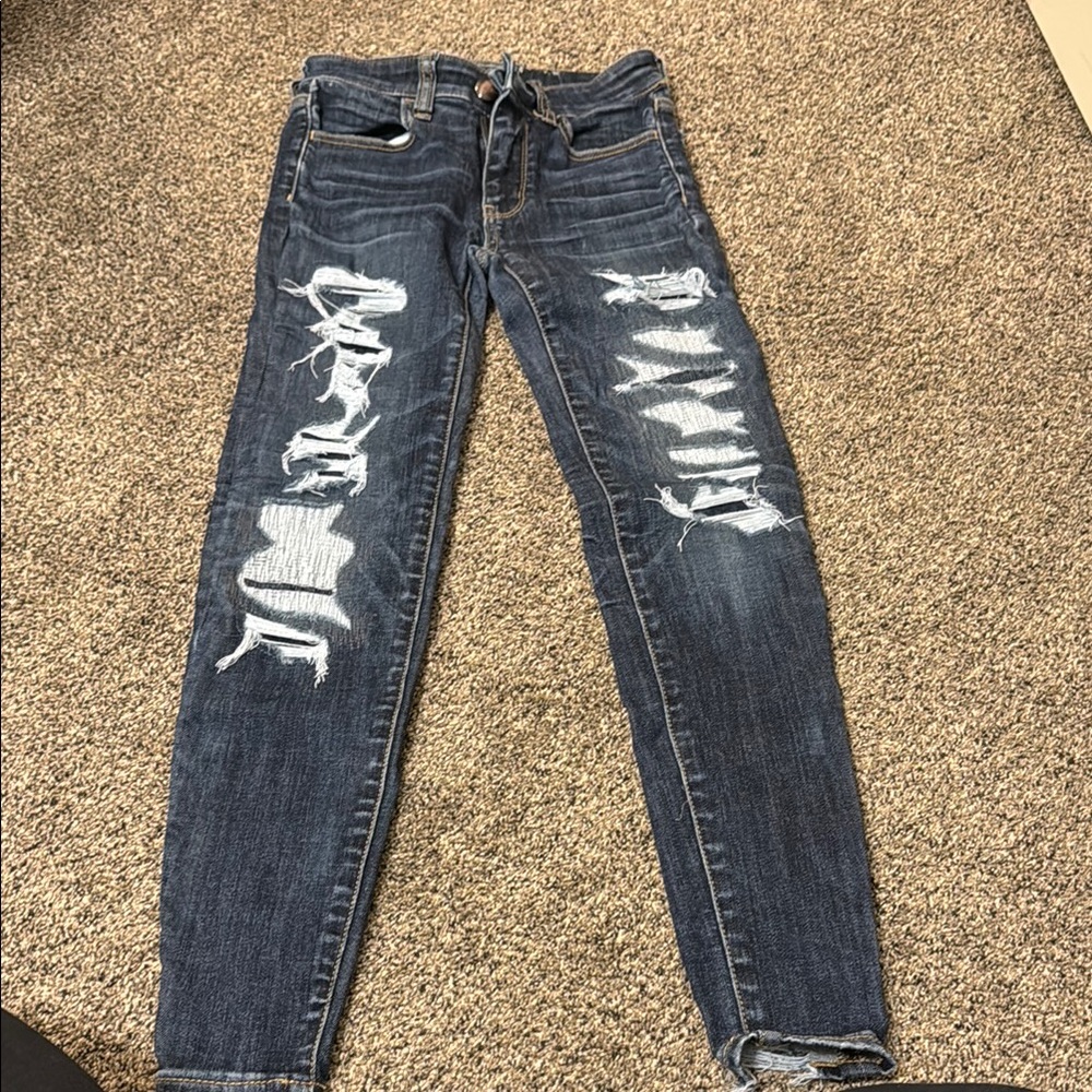 American Eagle Distressed Skinny Blue Jeans